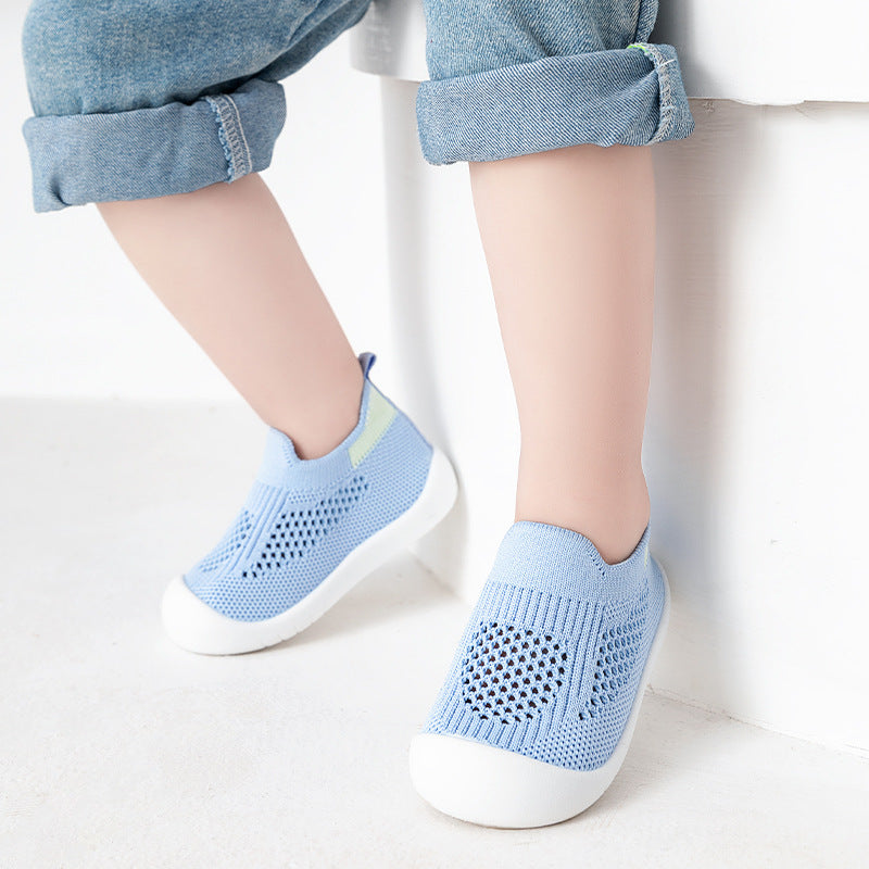 Solid-color baby walking shoes