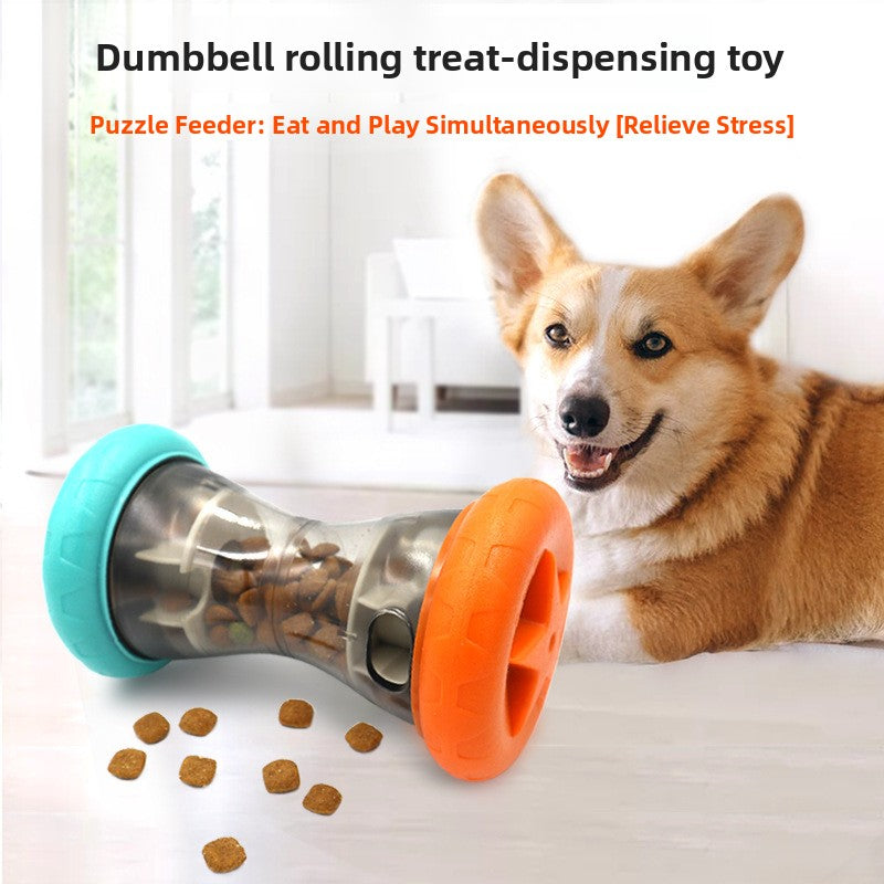 Interactive Pet Dumbbell Food Dispensing Toy