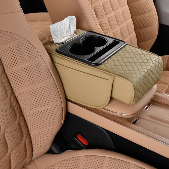 Multifunctional Car Armrest Organizer with Cup Holders