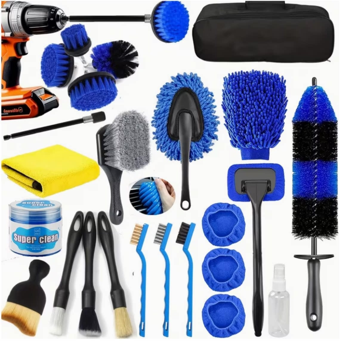 Electric Drill Cleaning Brush Set for Car and Household Surfaces