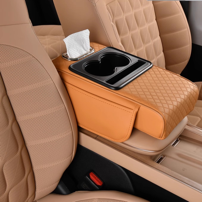 Multifunctional Car Armrest Organizer with Cup Holders