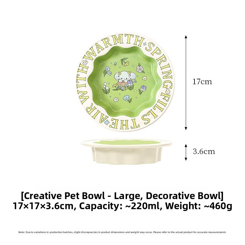 Ceramic Pet Food Bowl with Anti-Spill Design