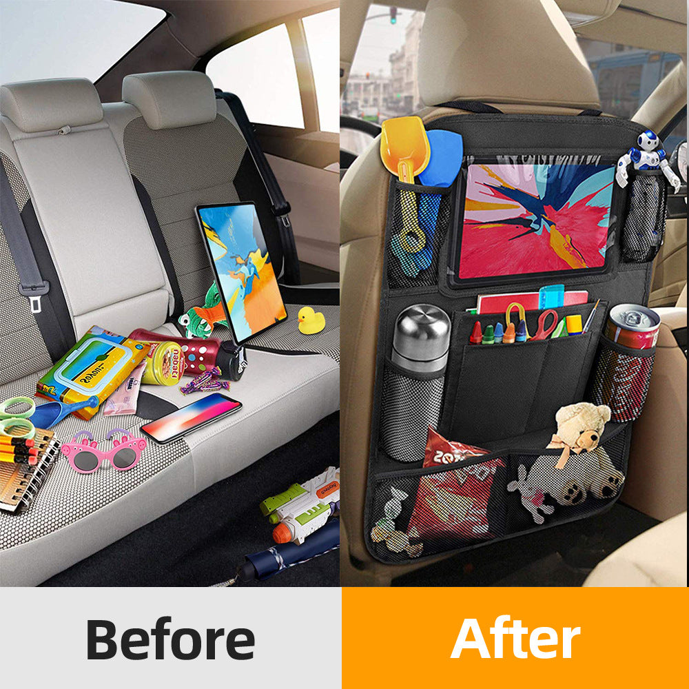 Car Rear Seat Organizer with Tablet Stand and Storage Pockets