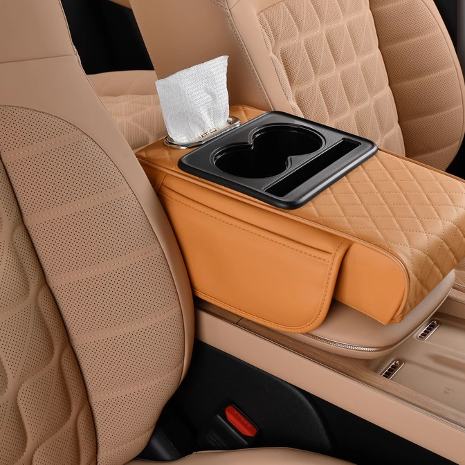 Multifunctional Car Armrest Organizer with Cup Holders