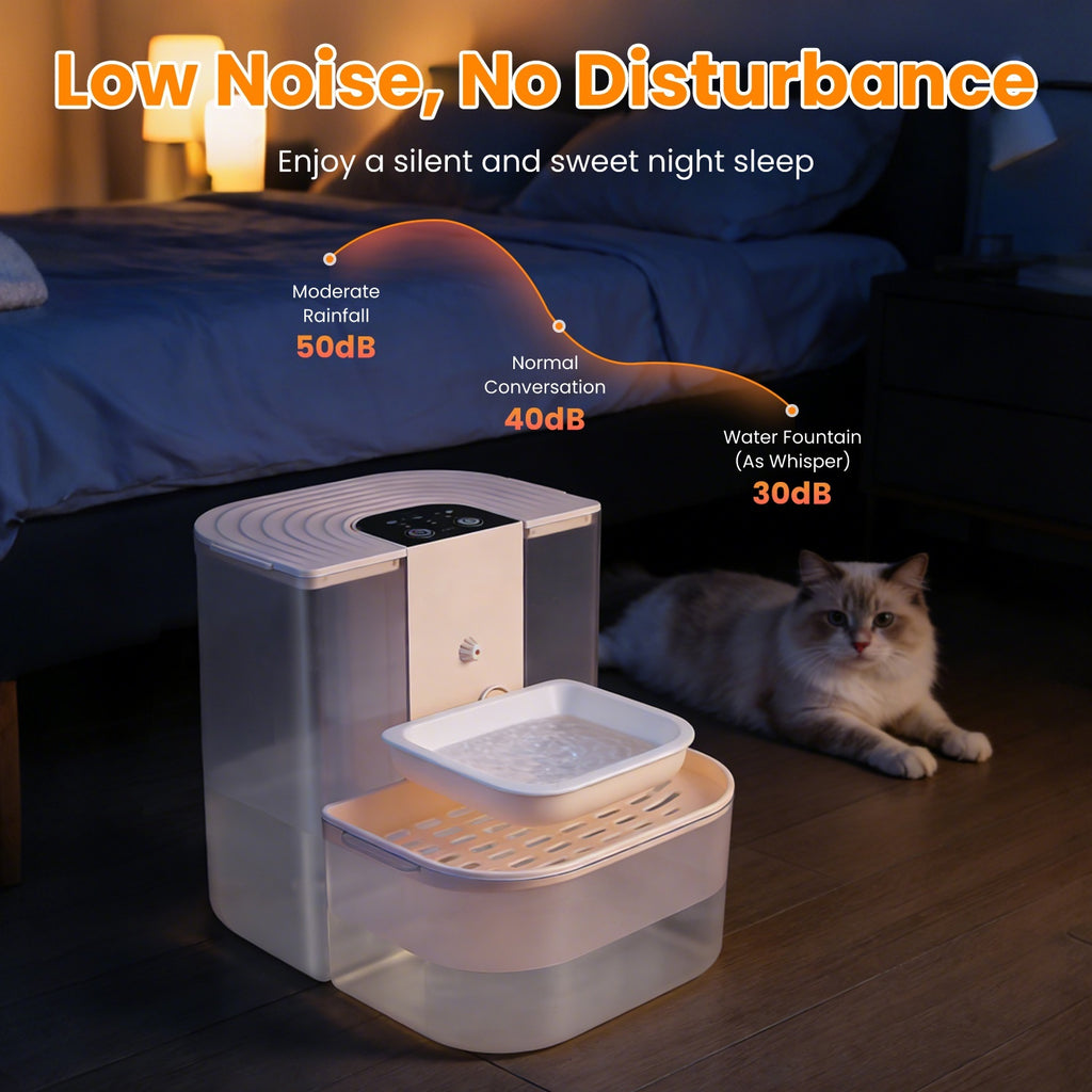 Smart Automatic Pet Water Dispenser, Automatic Pet Water Dispenser with Dual Tank,Dual Tank Filtration 4.5L Cordless Water Fountain with Remote Control for Pets
