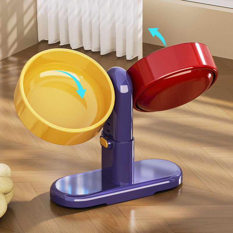Adjustable Height Cat Food Bowl with Suction Base