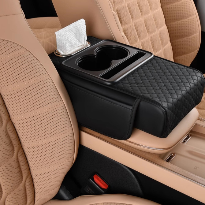 Multifunctional Car Armrest Organizer with Cup Holders