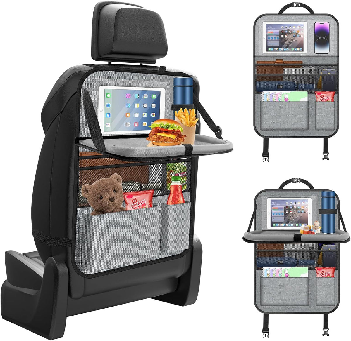 Multifunctional Car Rear Seat Organizer with Trash Can and Cup Holder